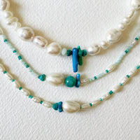 Beachcomber Pearl Necklace with Turquoise Coral