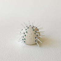 Sculpted Spines Porcelain Urchin Sculpture in White