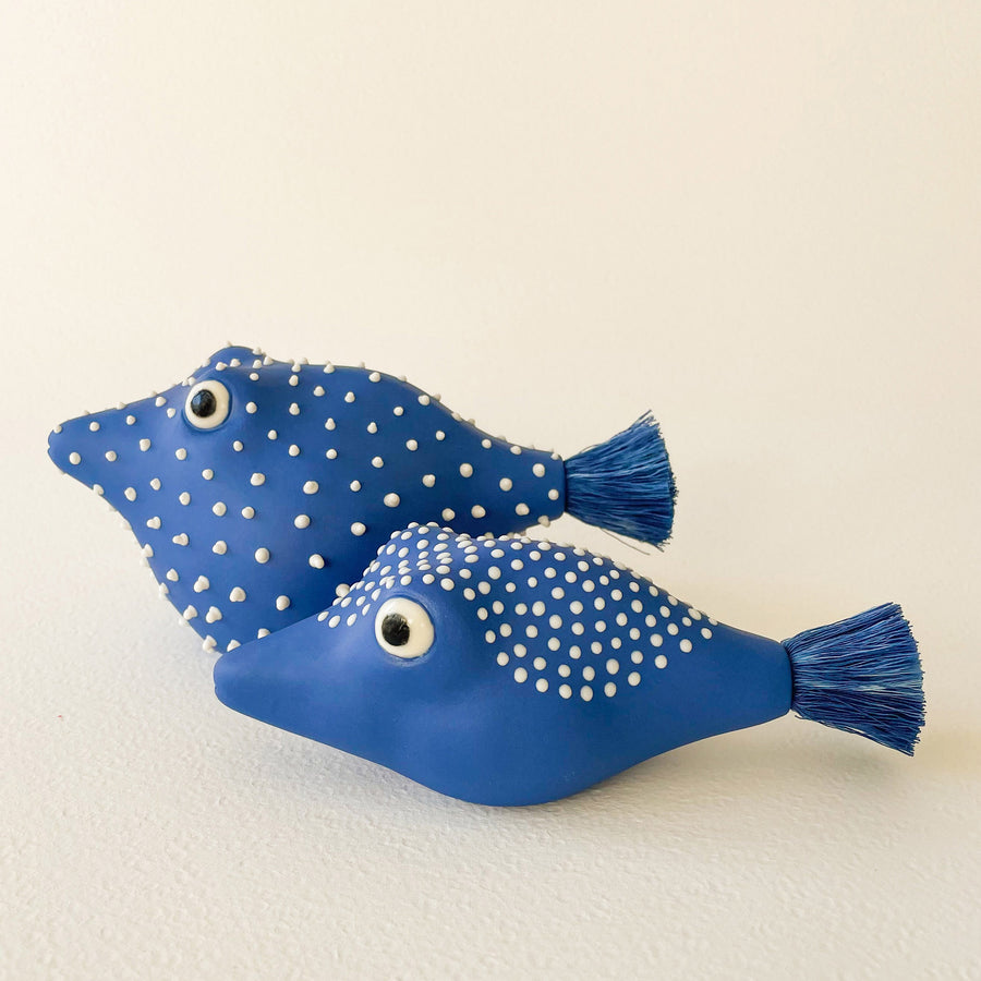 Pufferfish Porcelain Sculpture- Large in Blue and White