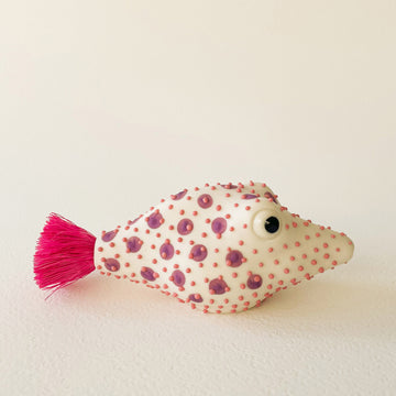 Pufferfish Porcelain Sculpture- Small in Pink and Purple