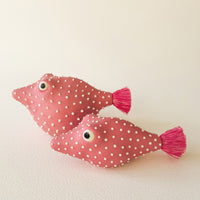 Pufferfish Porcelain Sculpture- Small in Pink and White