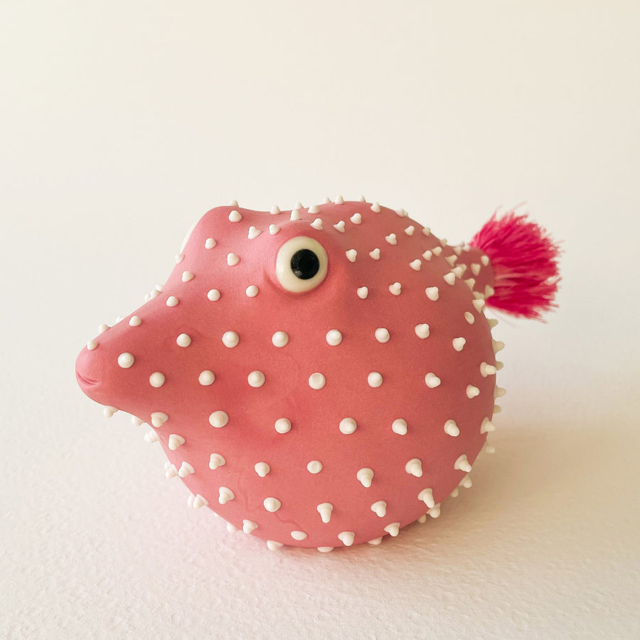 Pufferfish Porcelain Sculpture- Large in Pink and White