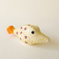 Pufferfish Porcelain Sculpture- Small in Yellow and Purple