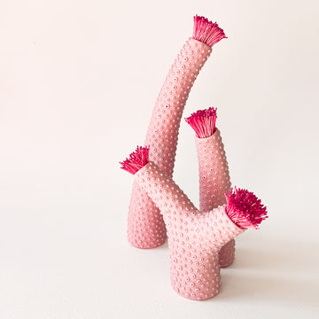 Staghorn Branches Porcelain Sculptures in Pink