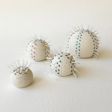 Sculpted Spines Porcelain Urchin Sculpture in White