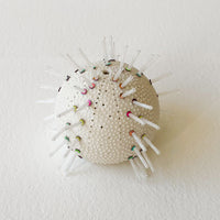 Sculpted Spines Porcelain Urchin Sculpture in White