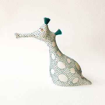 Seadragon Large Porcelain Sculpture in White and Turquoise