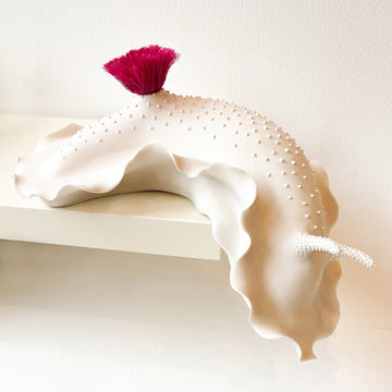 Nudibranch Porcelain Sculpture Large with Pink Tuft