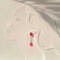 Abstract Coral Mismatched Long Drops in Pink