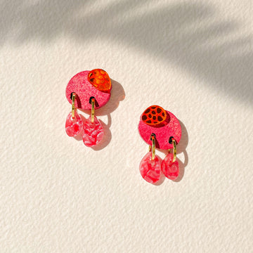 Abstract Coral Studs in Pink