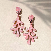 Elkhorn Coral Dangles in Pink Mother of Pearl