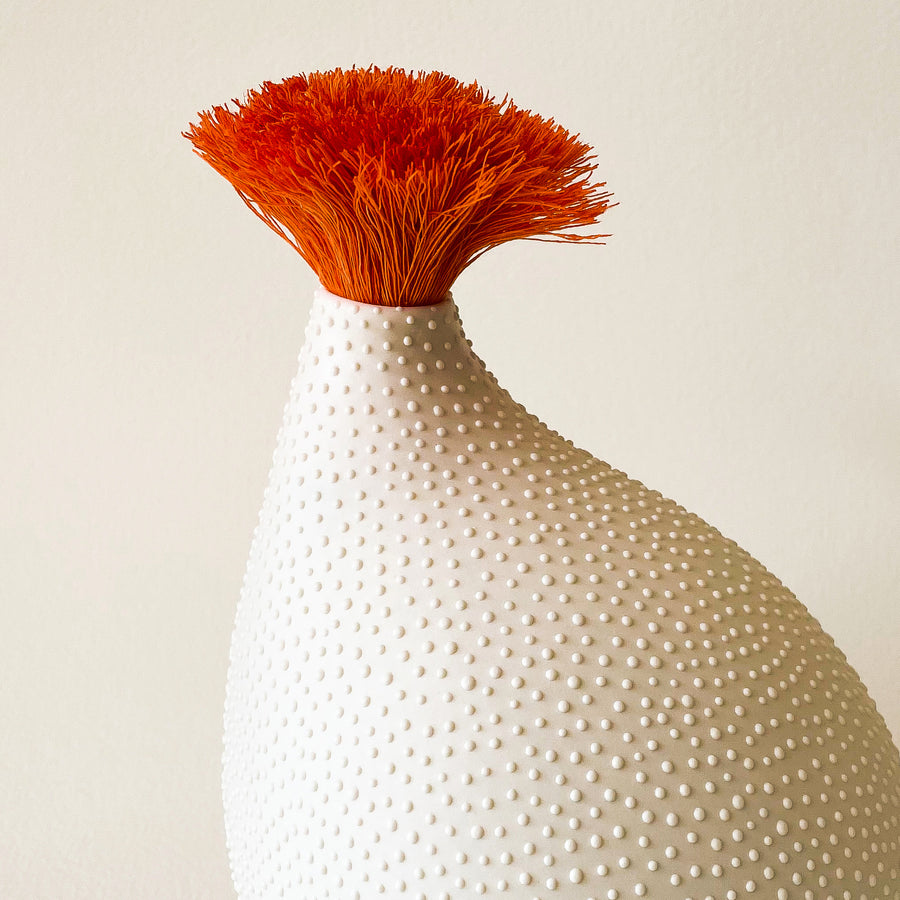 Coral in Bloom Porcelain Vessel Large in White