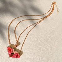 Midnight Moth Double Strand Pendant Necklace in Pink