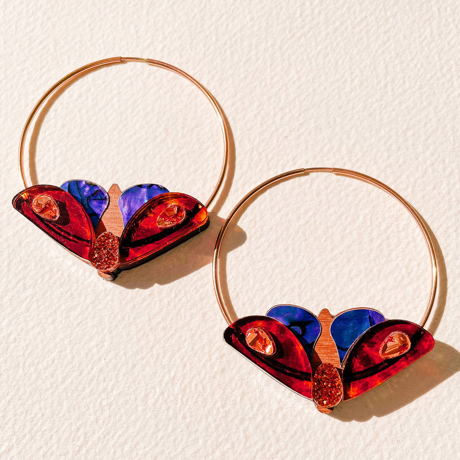 Midnight Moth Large Hoops in Tortoise Shell