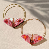Midnight Moth Large Hoops in Pink