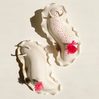 Nudibranch Porcelain Sculpture in White and Fuchsia