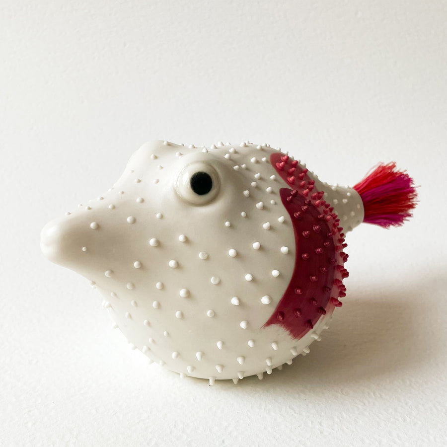 Pufferfish Porcelain Sculpture- Large with Brush Strokes