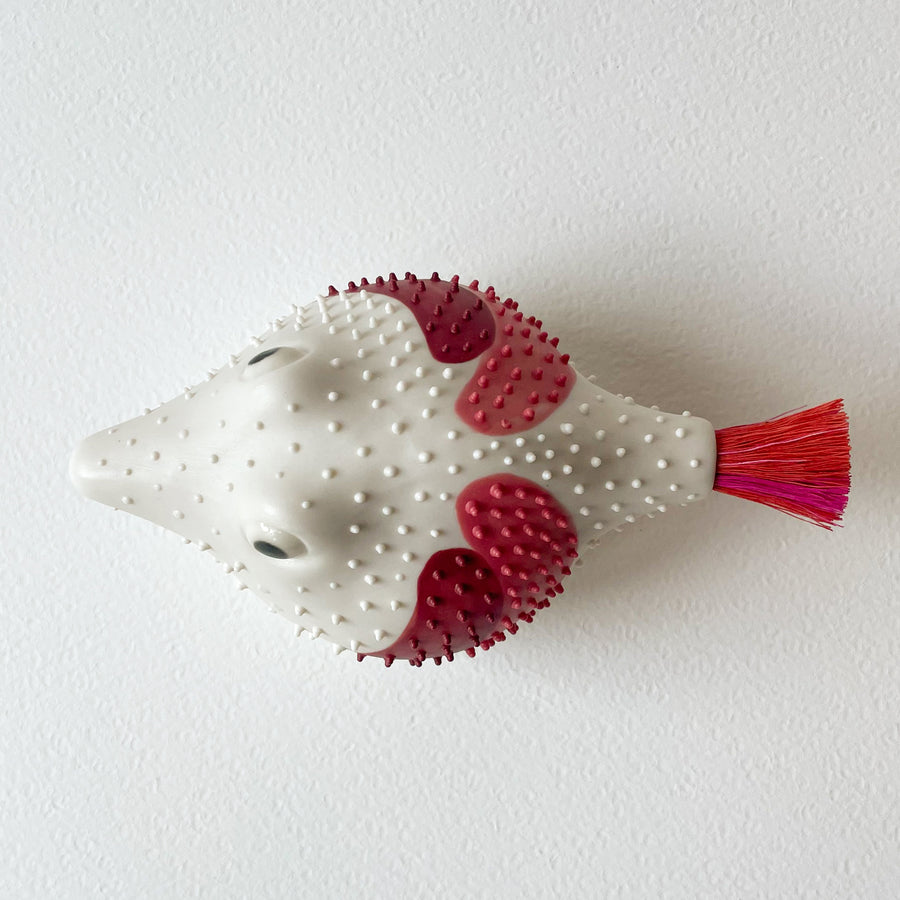 Pufferfish Porcelain Sculpture- Large with Brush Strokes