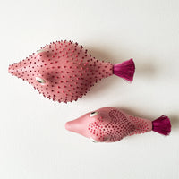 Pufferfish Porcelain Sculpture- Small in Pink and Plum