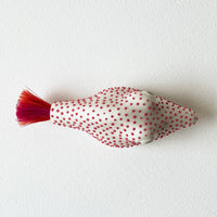 Pufferfish Porcelain Sculpture- Small in Pink and Orange