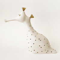 Seadragon Large Porcelain Sculpture in White and Gold