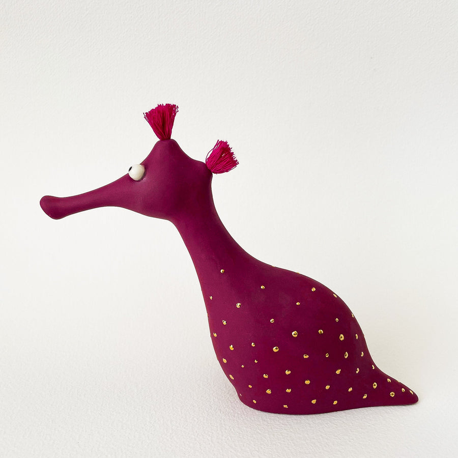 Commission for AS- Seadragon Small Porcelain Sculpture in Plum and Gold