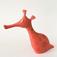 Seadragon Small Porcelain Sculpture in Coral and White