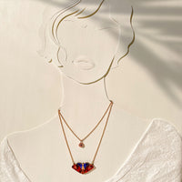 Midnight Moth Double Strand Pendant Necklace in Tortoise Shell